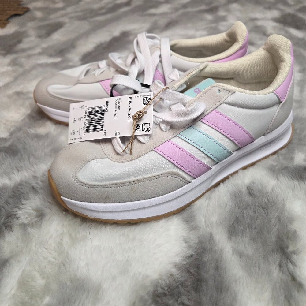 Adidas Run 70s 2.0 J White Pastel Purple Blue Sneakers JI4692 Mens 6 Womens 7.5